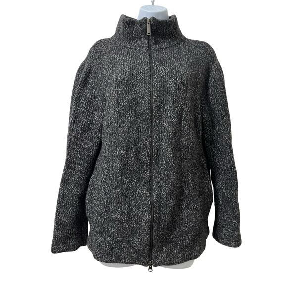 /EVERLANE Womens 100% Wool Full Zip Thick Knit Cardigan Size XL Black Heathered - Picture 1 of 8